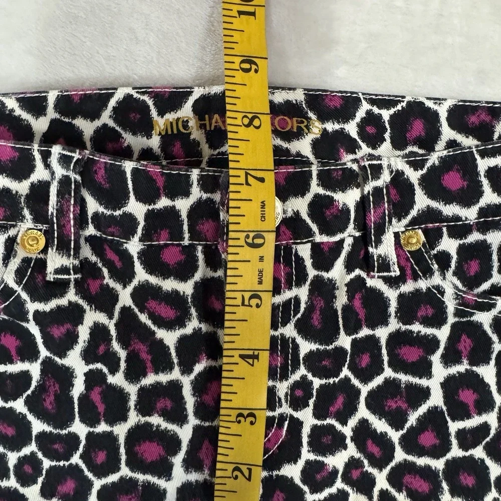 Michael Kors Leopard Print Skinny‎ Jeans Size 0 Pink & Black White Gold Mob Wife